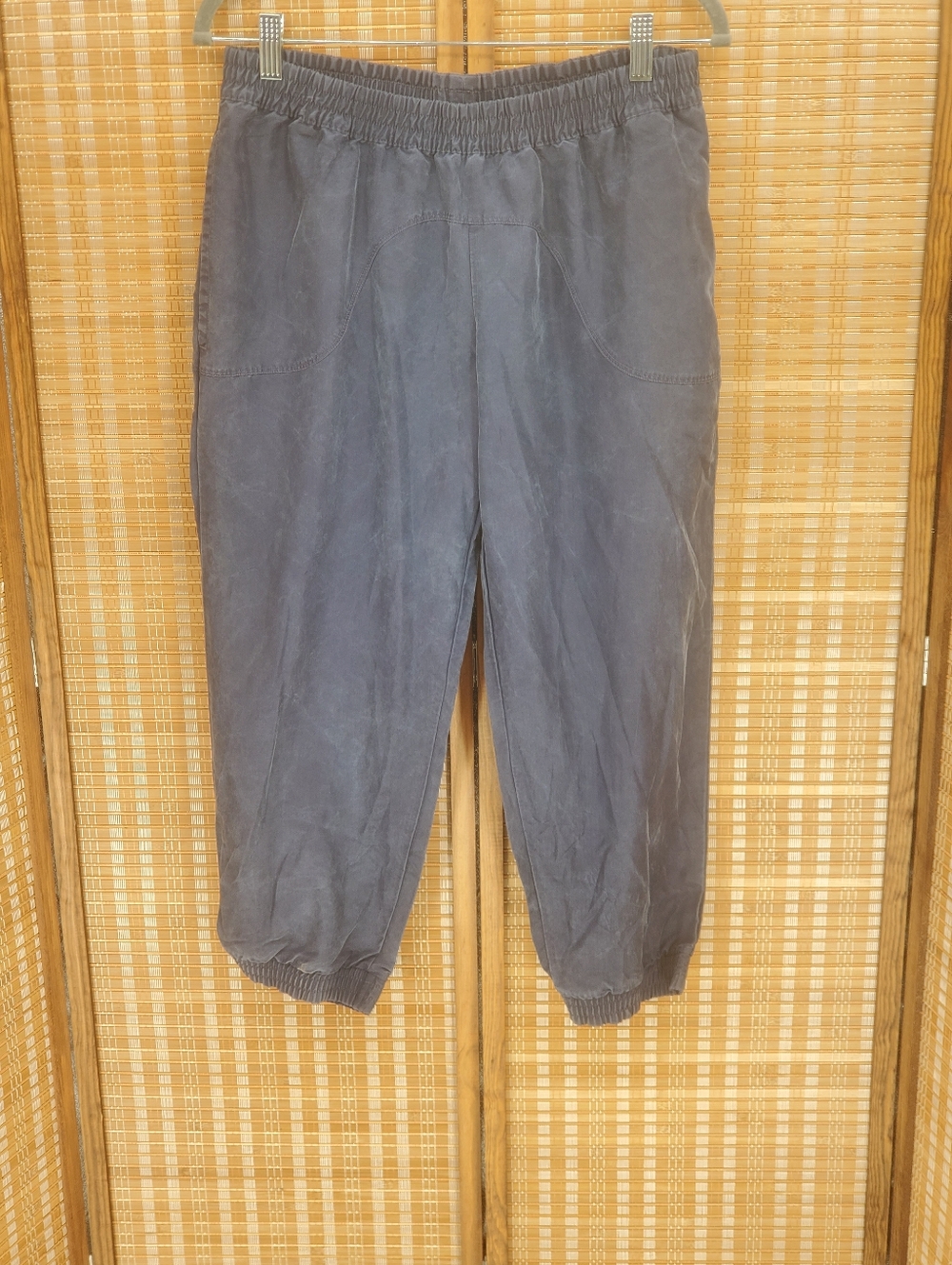 ♤ Adidas by Stella McCartney Cupro Cropped Joggers Navy Blue Size Medium